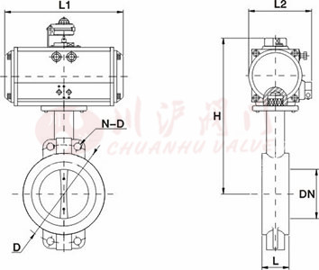 氣動(dòng)襯膠蝶閥結(jié)構(gòu)圖