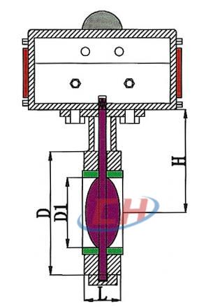 氣動(dòng)衛(wèi)生級對夾蝶閥結(jié)構(gòu)圖