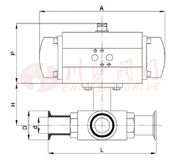 氣動(dòng)三通衛(wèi)生級(jí)球閥結(jié)構(gòu)圖